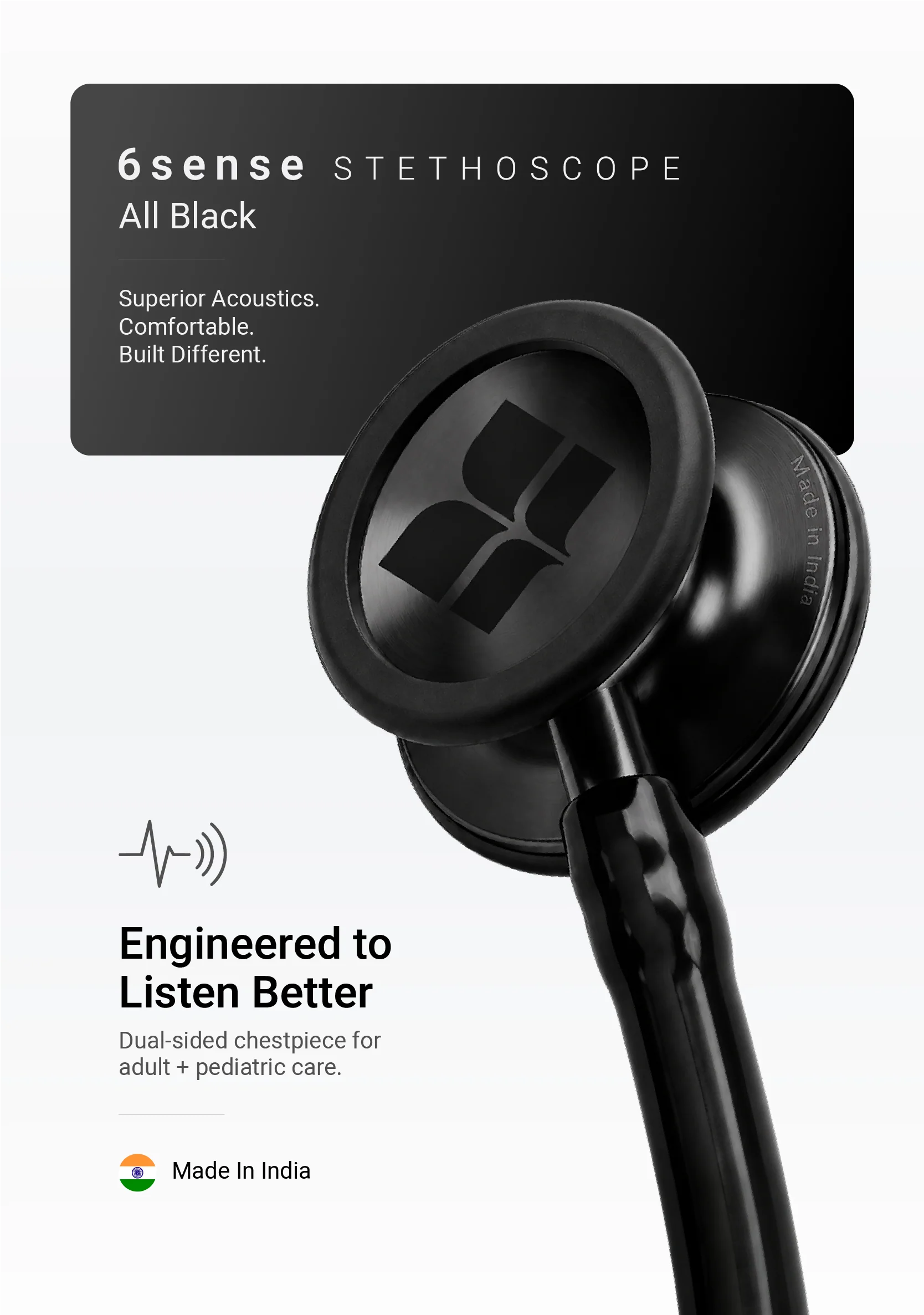 6sense (All Black) Stethoscope - Image 3