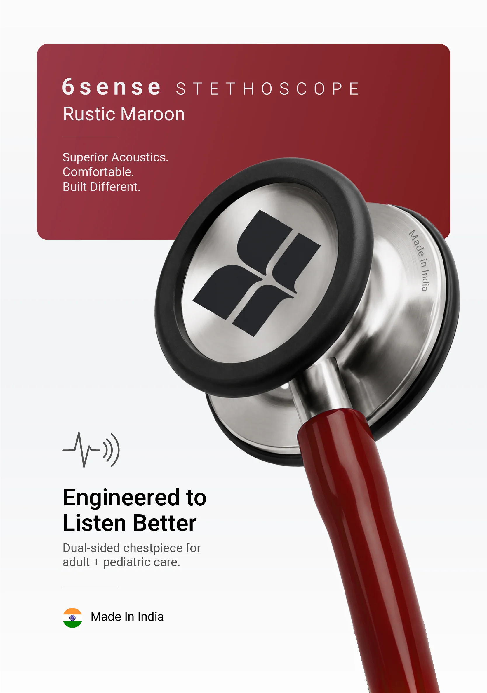 6sense (Maroon) Stethoscope - Image 3