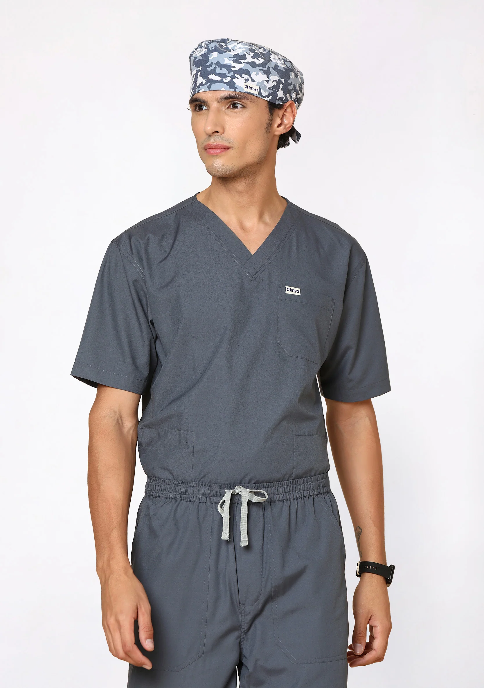 Classic Men's V-Neck (Heather grey) Scrub - Image 2