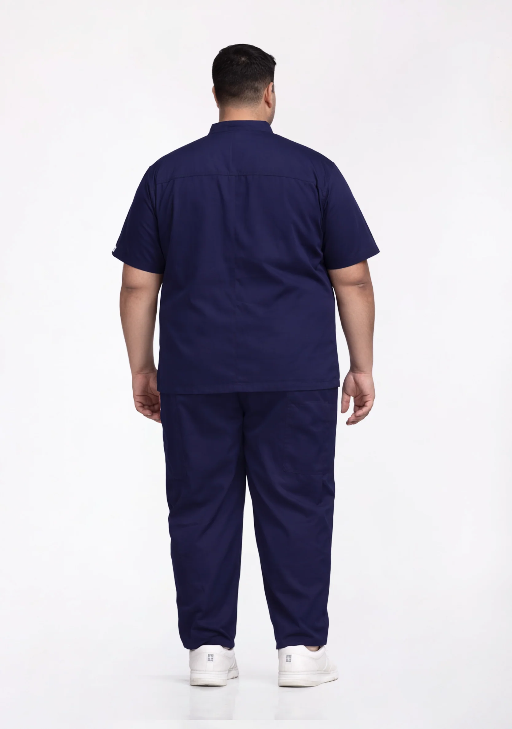 Classic Men's Mandarin Collar (Navy) Plus Size Scrub - Image 8
