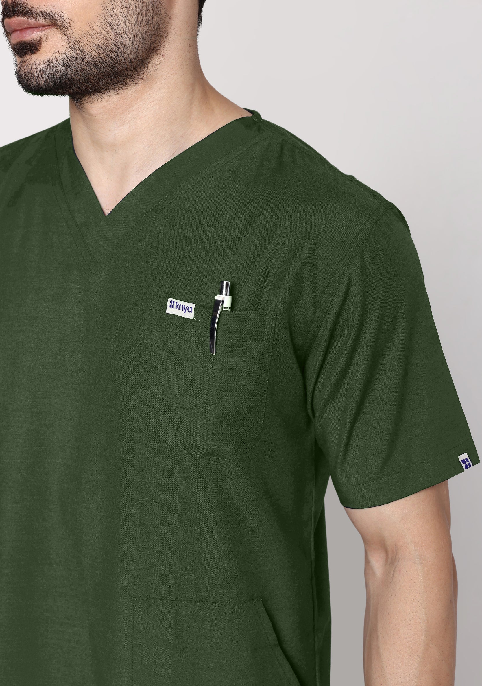 Classic Men's V-Neck (Military Green) Scrub - Image 7