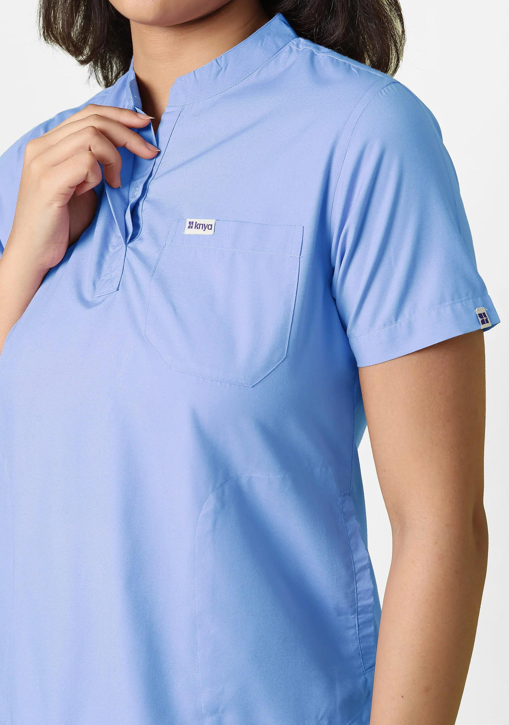 Classic Women's Mandarin Collar (Ceil Blue) Scrub - Image 2