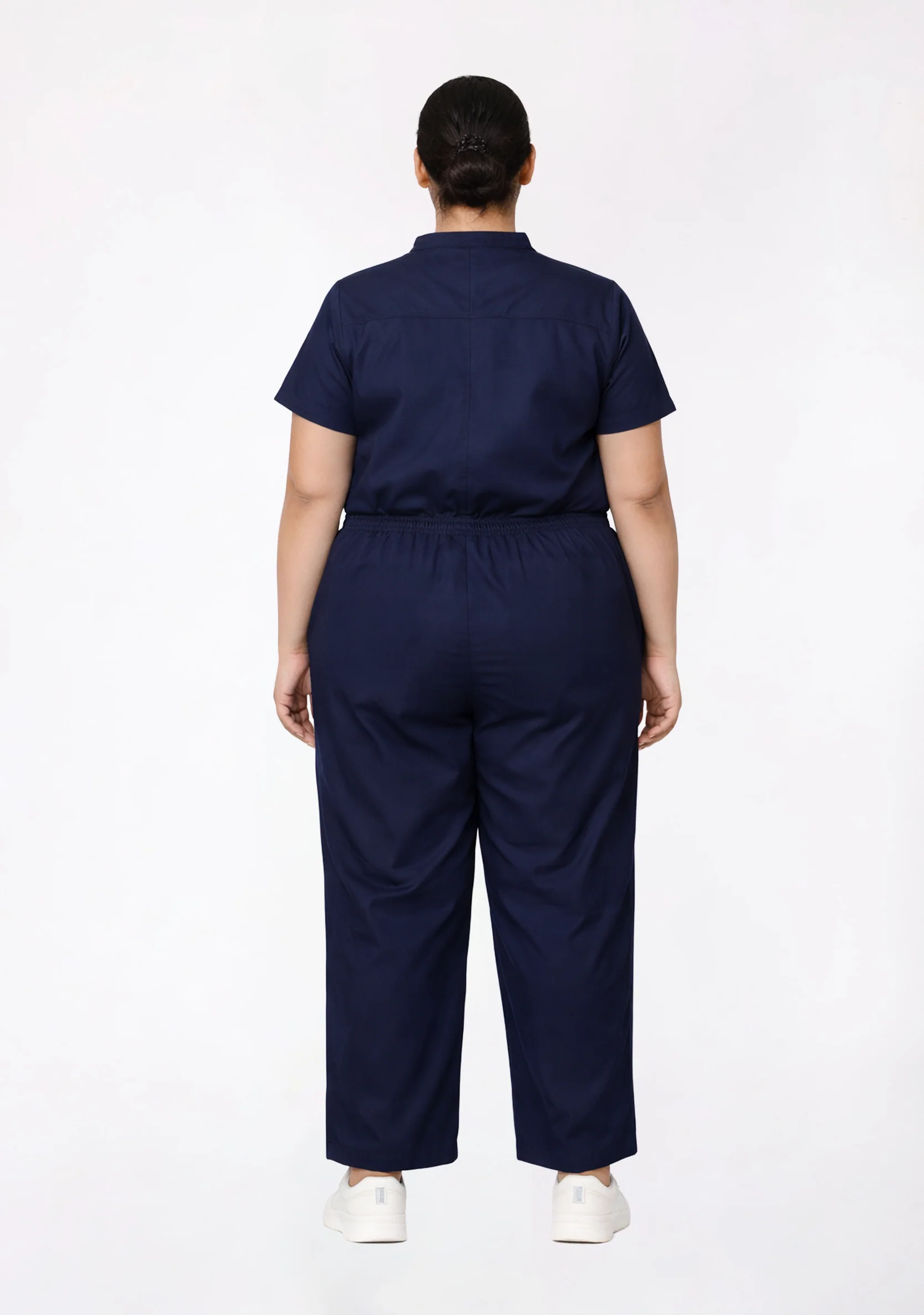 Classic Women's Mandarin Collar (Navy) Plus Size Scrub - Image 7