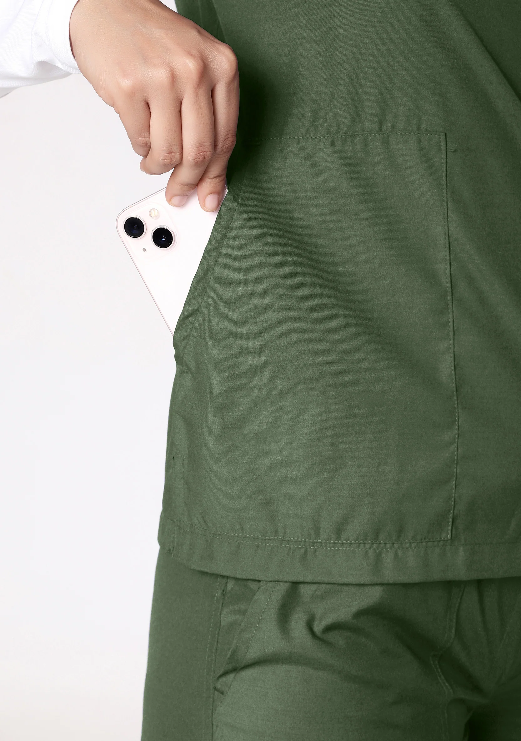 Classic Women's V-Neck (Military Green) Scrub - Image 2
