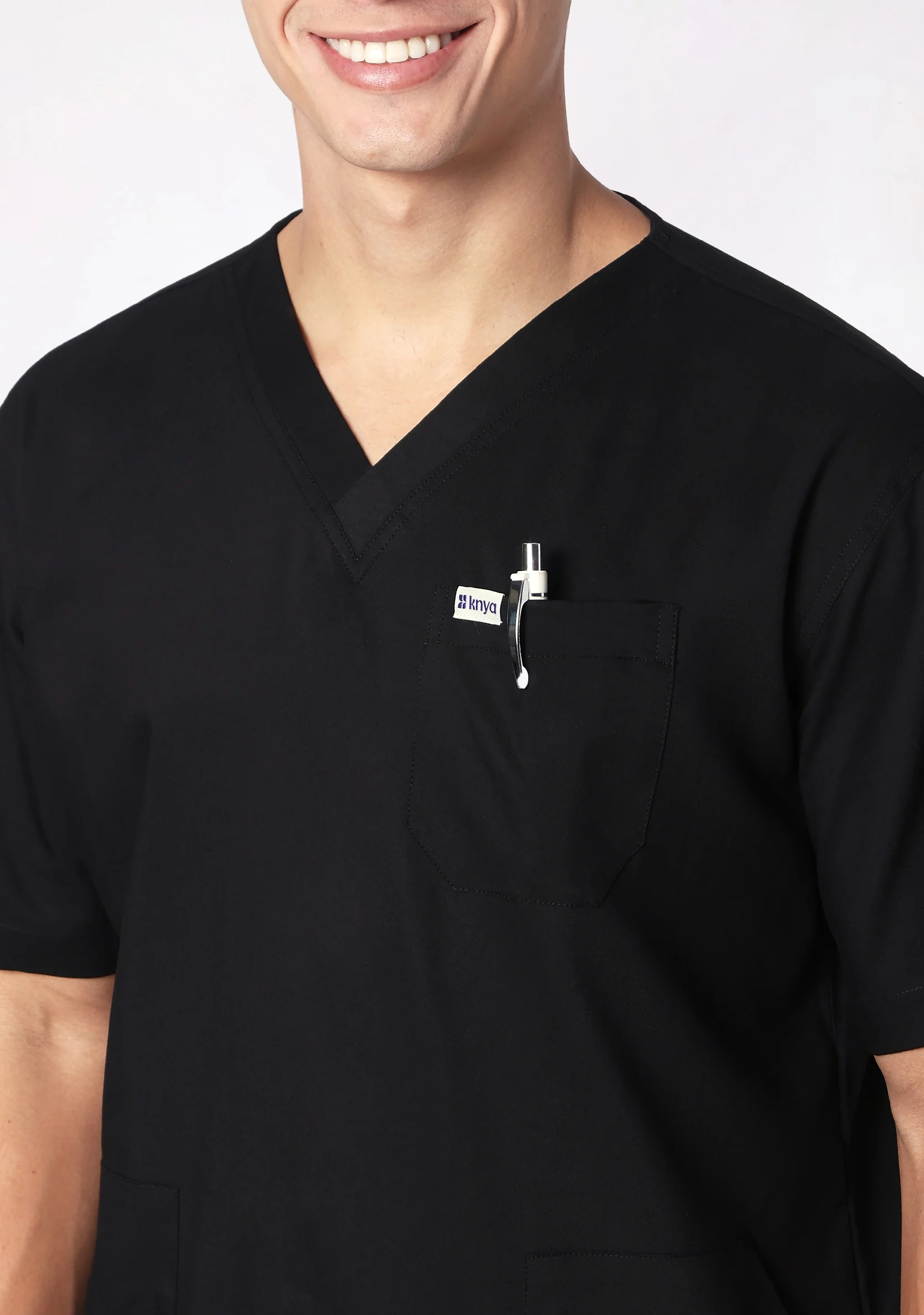 ecoflex™ Men's V-Neck (Black) Scrub - Image 3