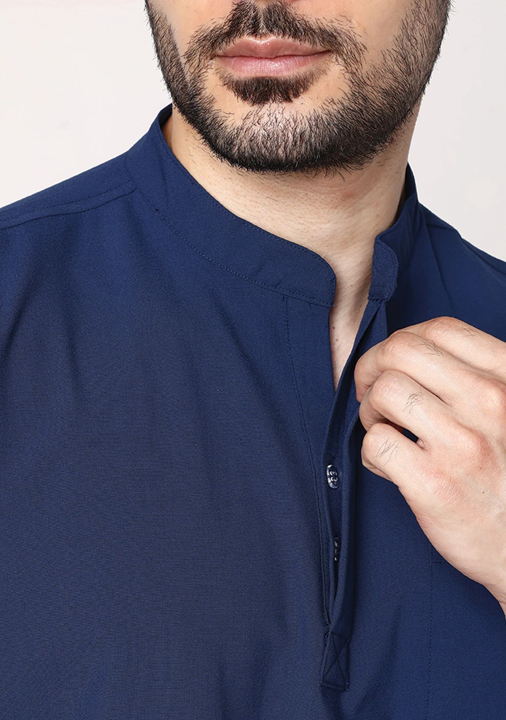ecoflex™ Men's Mandarin Collar (Navy) Scrubs - Image 3