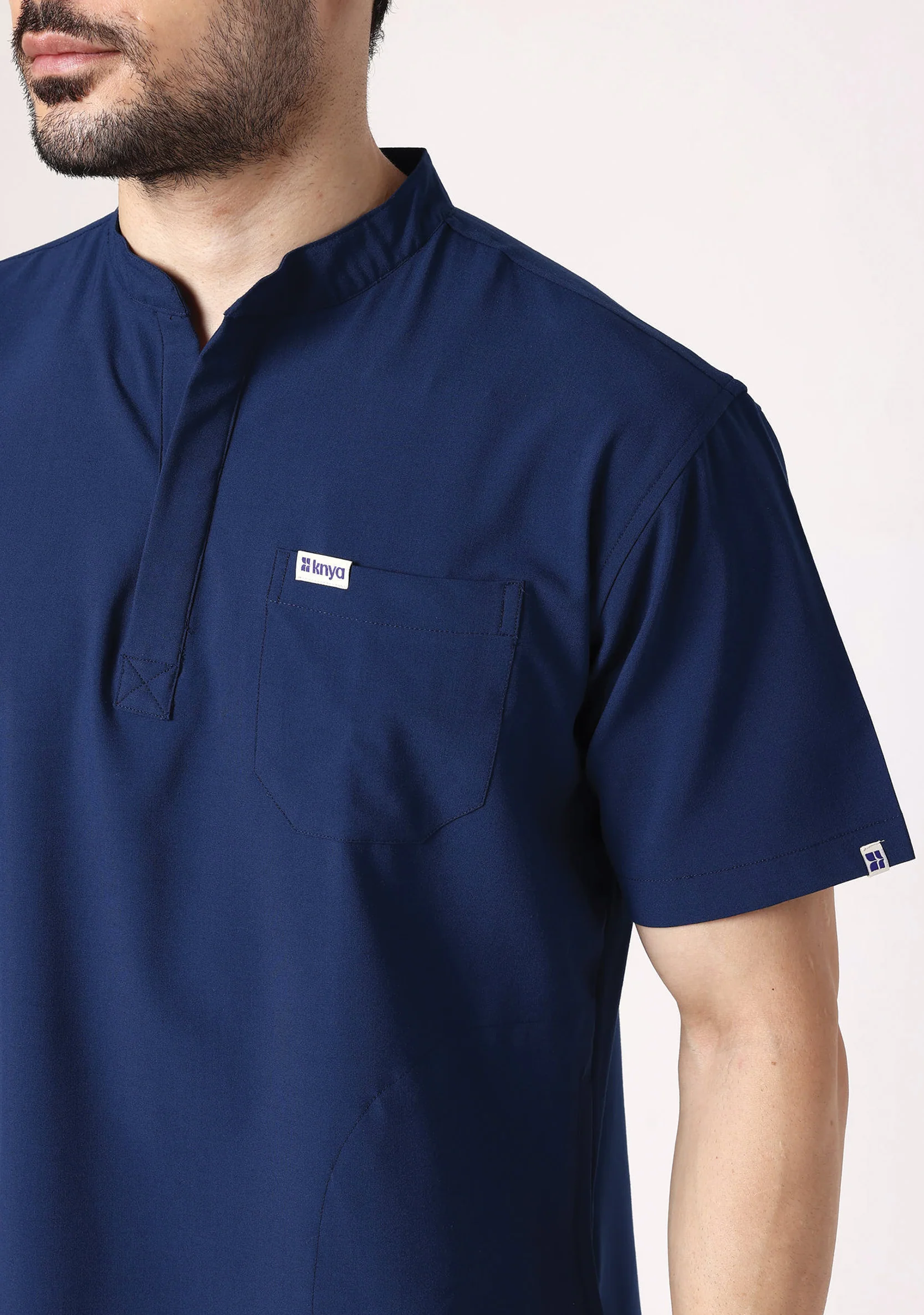 ecoflex™ Men's Mandarin Collar (Navy) Scrubs - Image 6