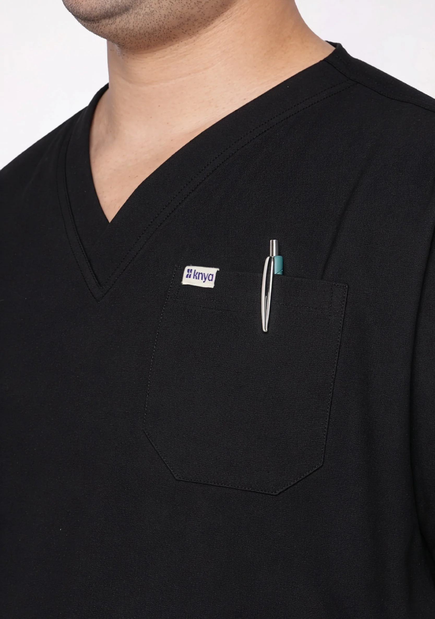 ecoflex™ Men's V-Neck (Black) Plus Size Scrub - Image 6