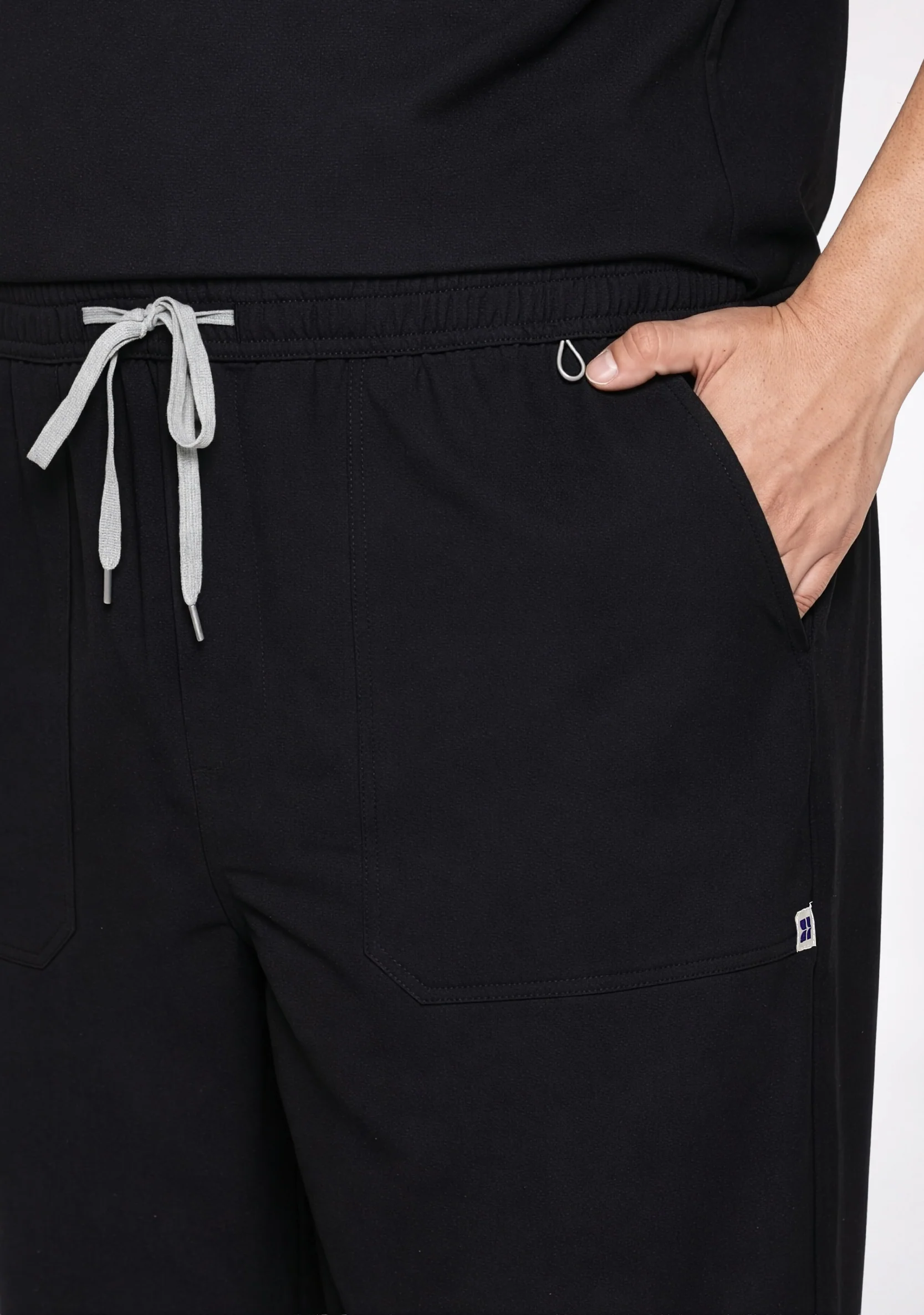 ecoflex™ Men's V-Neck (Black) Plus Size Scrub - Image 7