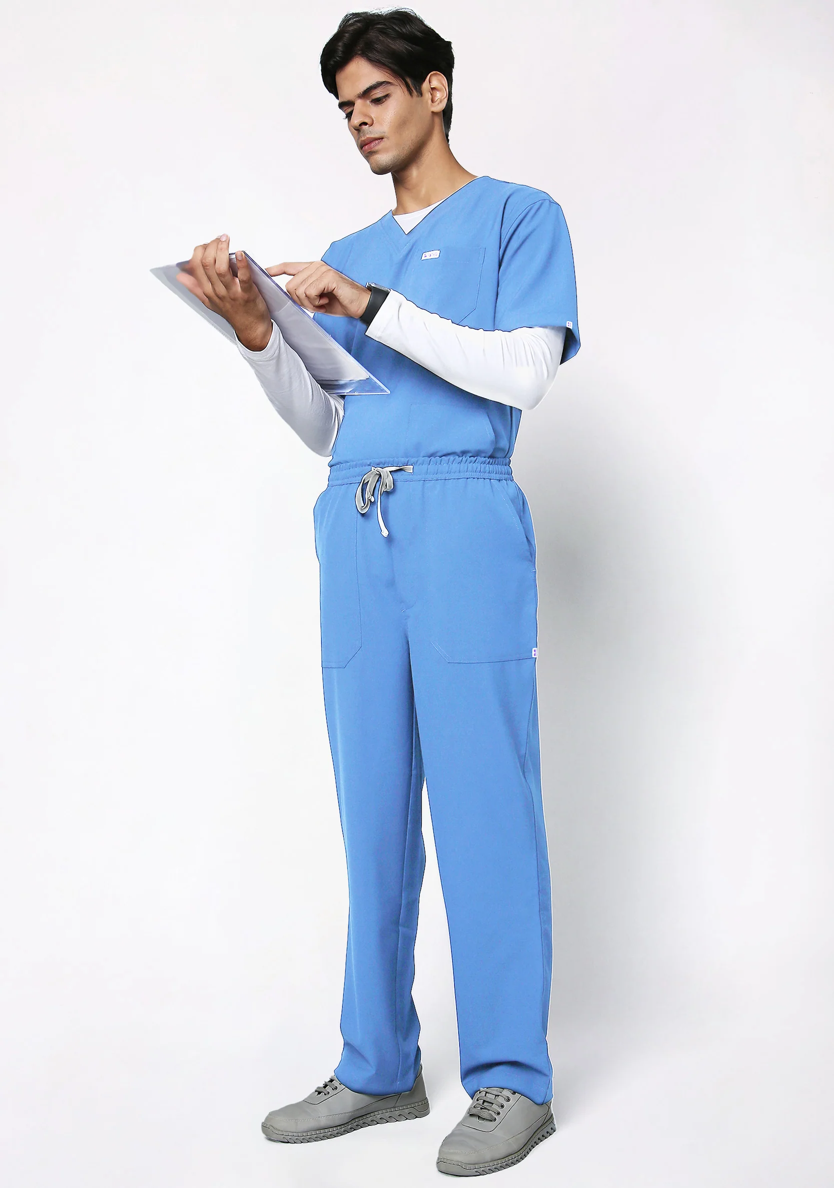 ecoflex™ Men's V-Neck (Ceil Blue) Scrub - Image 3