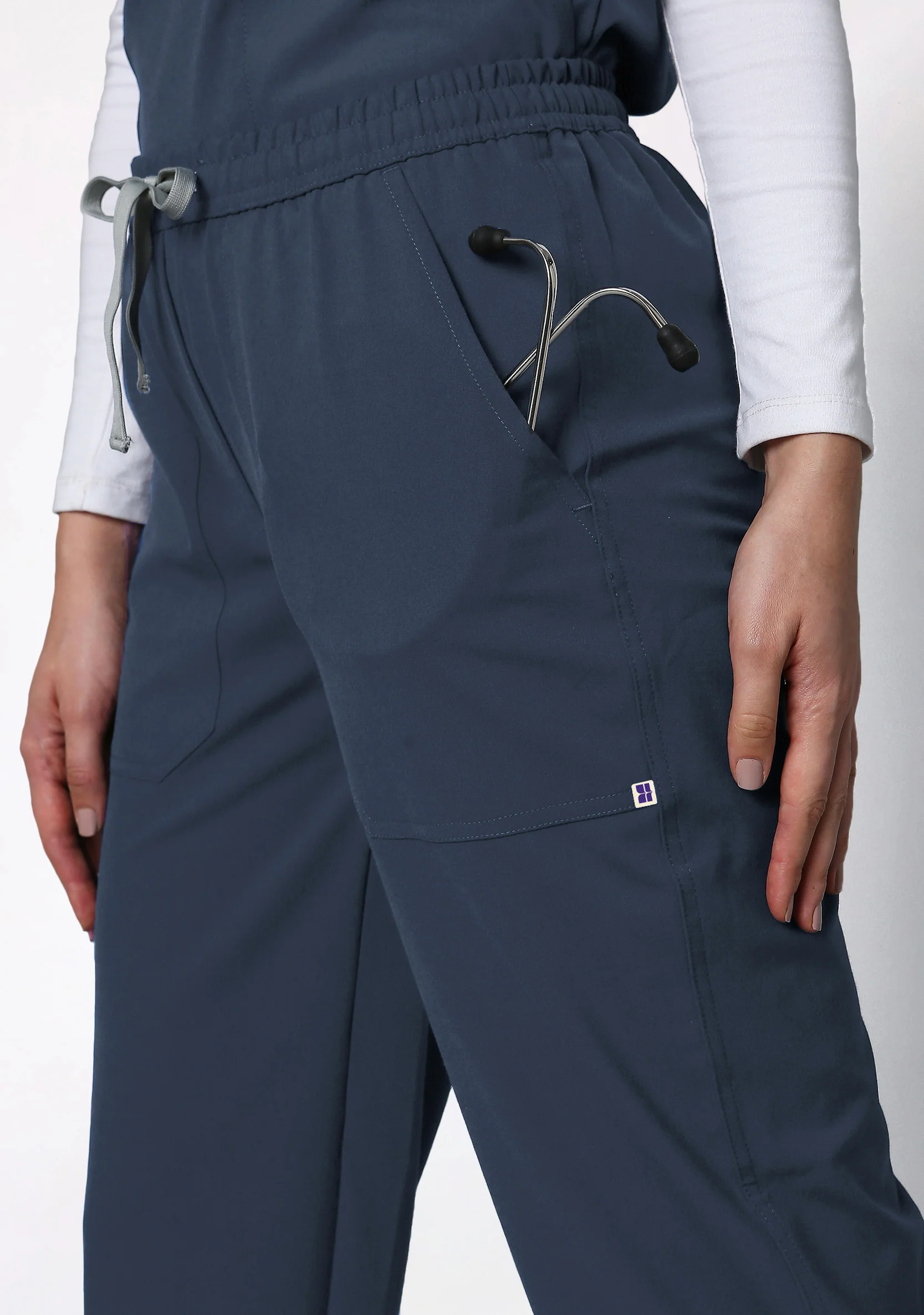 ecoflex™ Women's V-Neck (Steel Grey) Scrub - Image 4