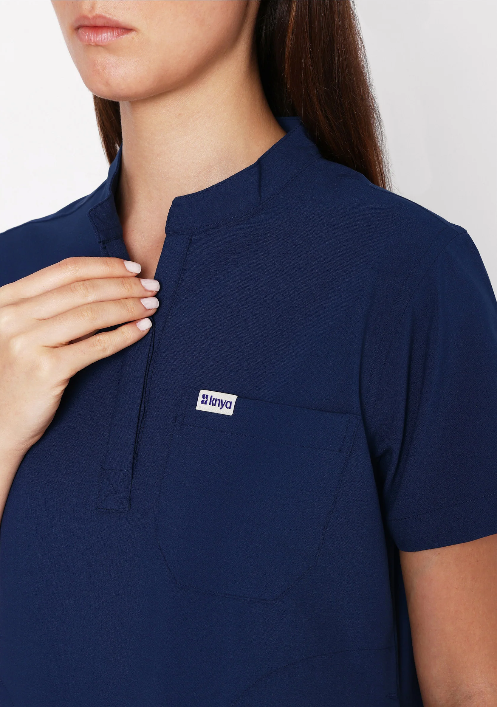 ecoflex™ Women's Mandarin Collar (Navy) Scrubs - Image 3