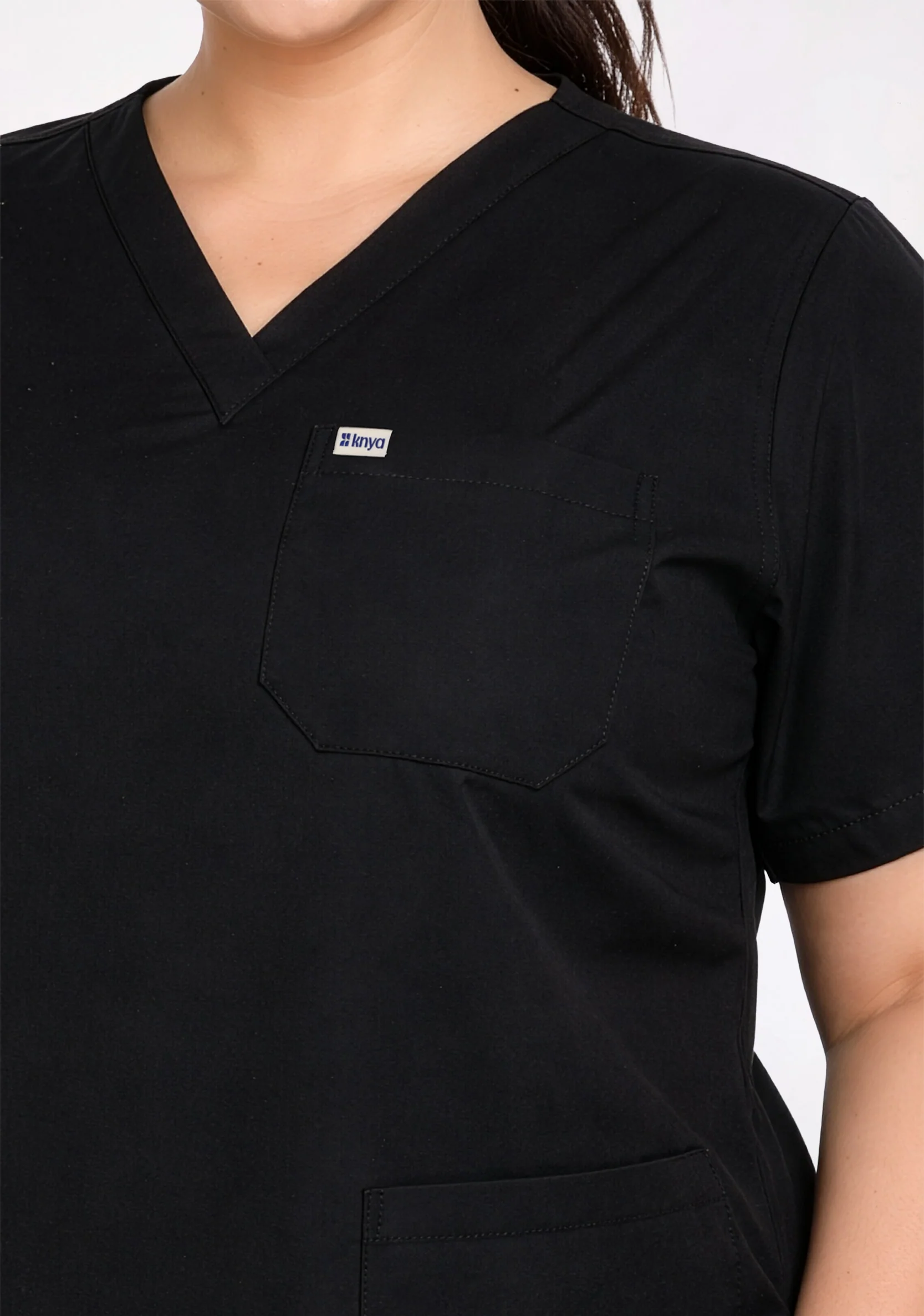 ecoflex™ Women's V-Neck (Black) Plus Size Scrub - Image 6