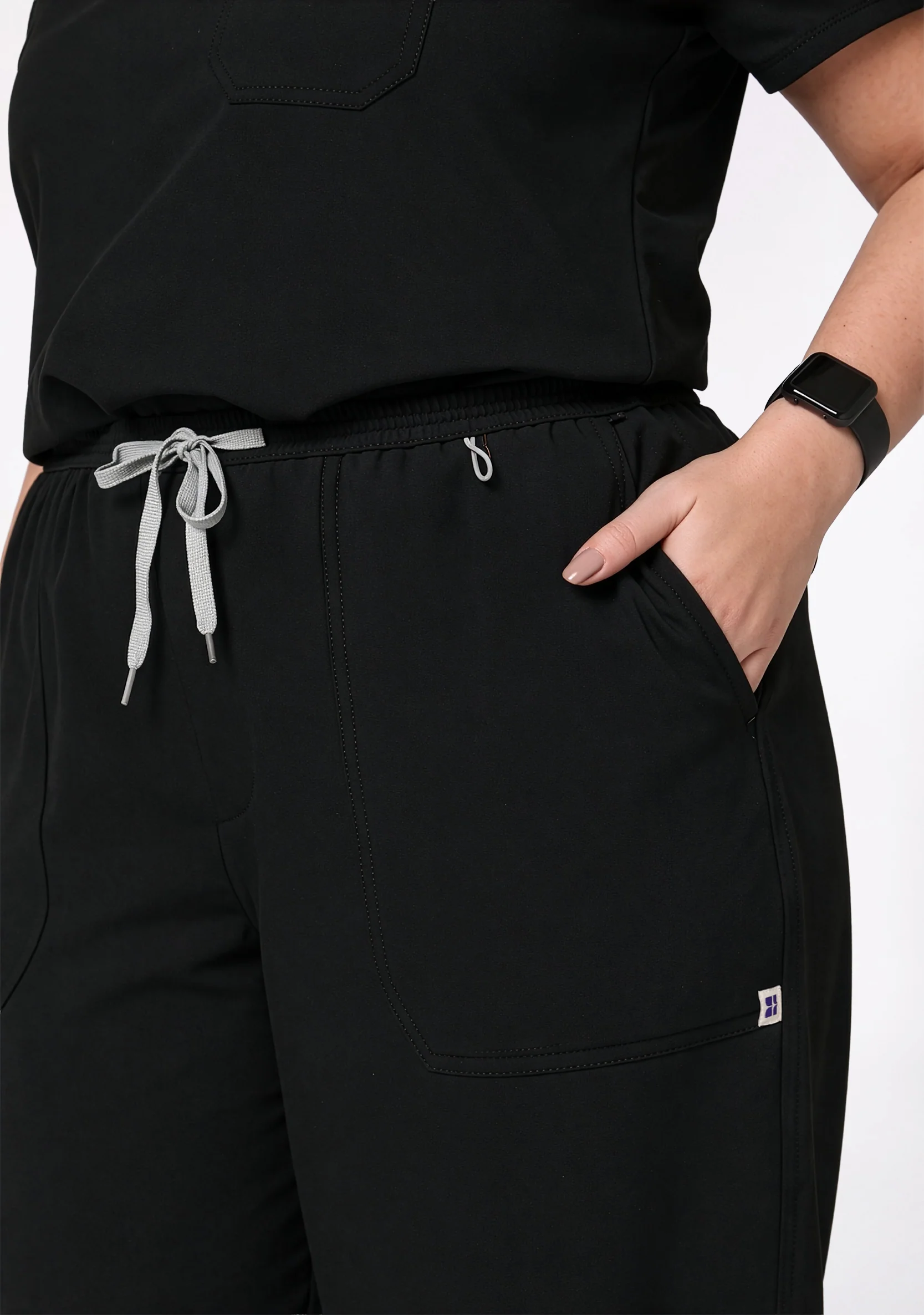 ecoflex™ Women's V-Neck (Black) Plus Size Scrub - Image 7