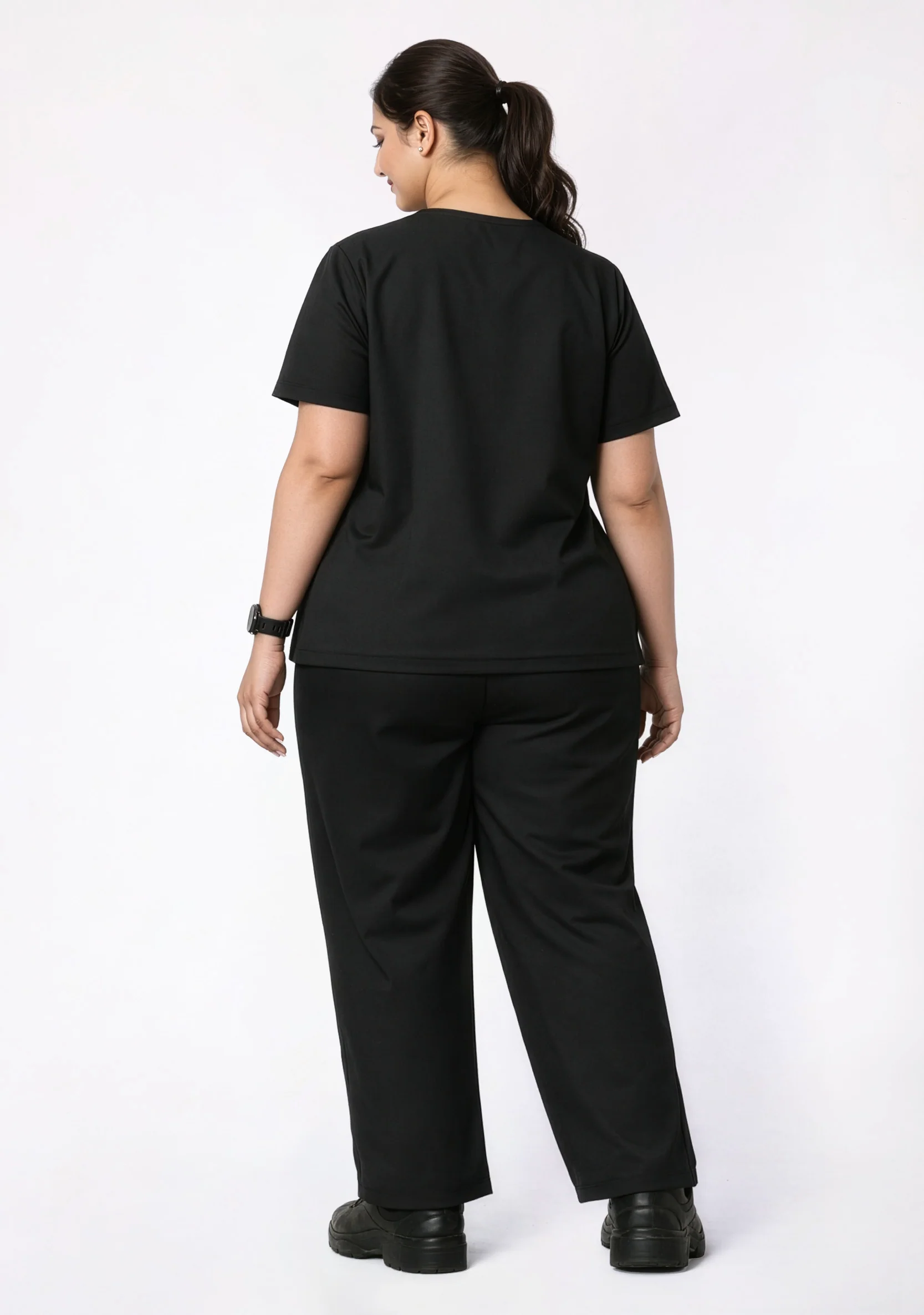 ecoflex™ Women's V-Neck (Black) Plus Size Scrub - Image 8
