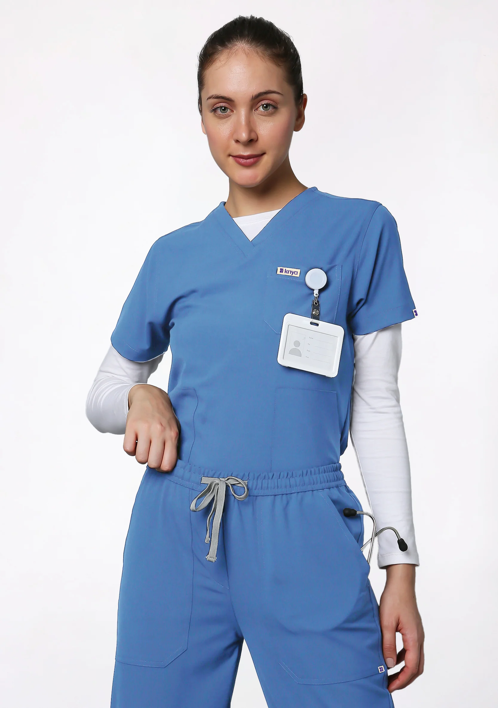 ecoflex™ Women's V-Neck (Ceil Blue) Scrub - Image 6