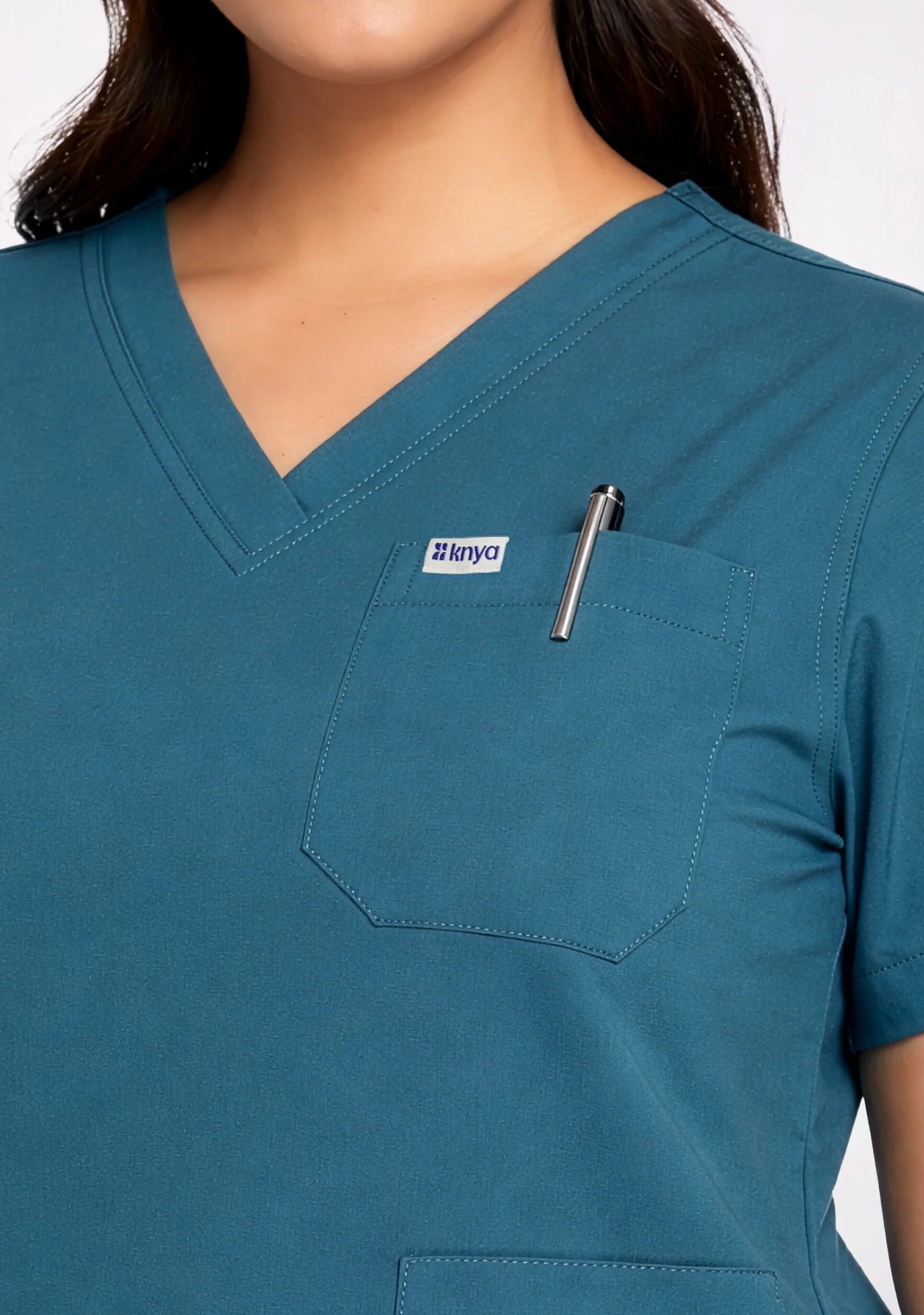 ecoflex™ Women's V-Neck (Forest Green) Plus Size Scrub - Image 6