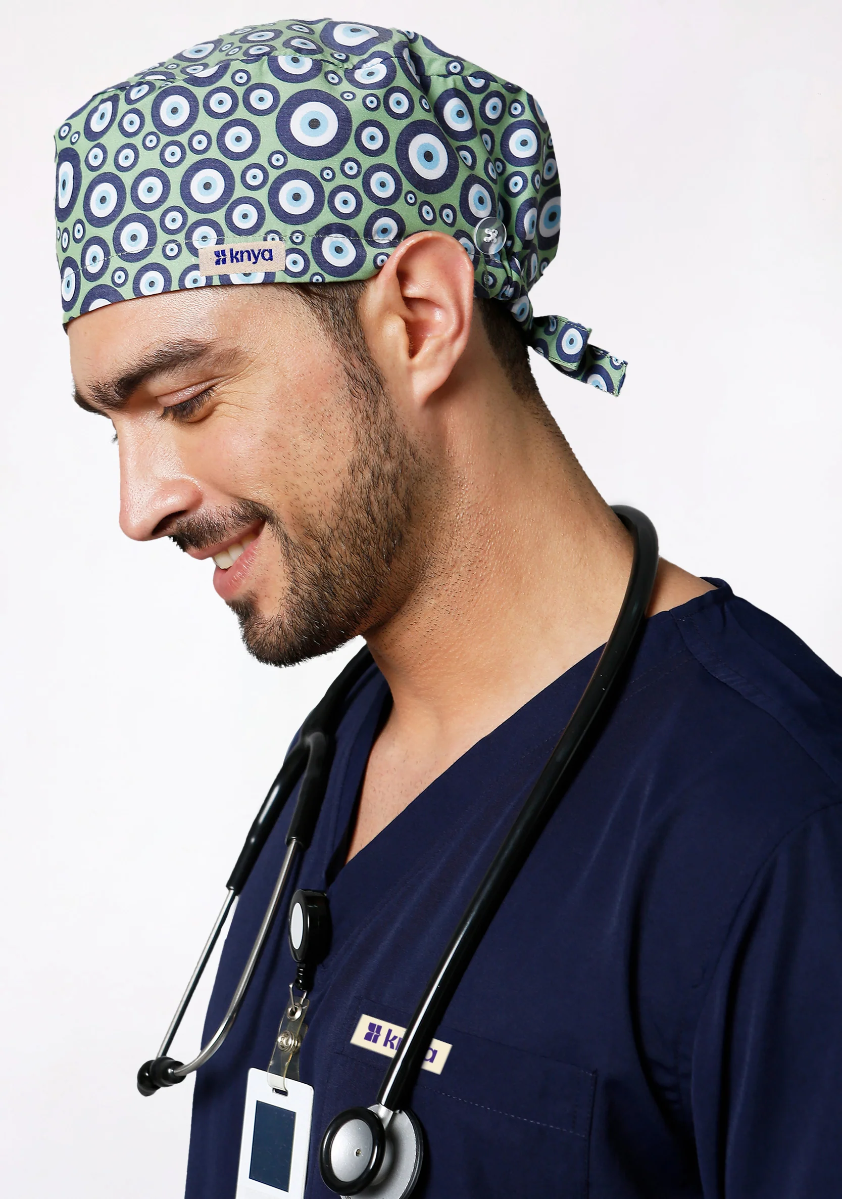 Printed Unisex (Evil Eye) Scrub Cap - Image 2