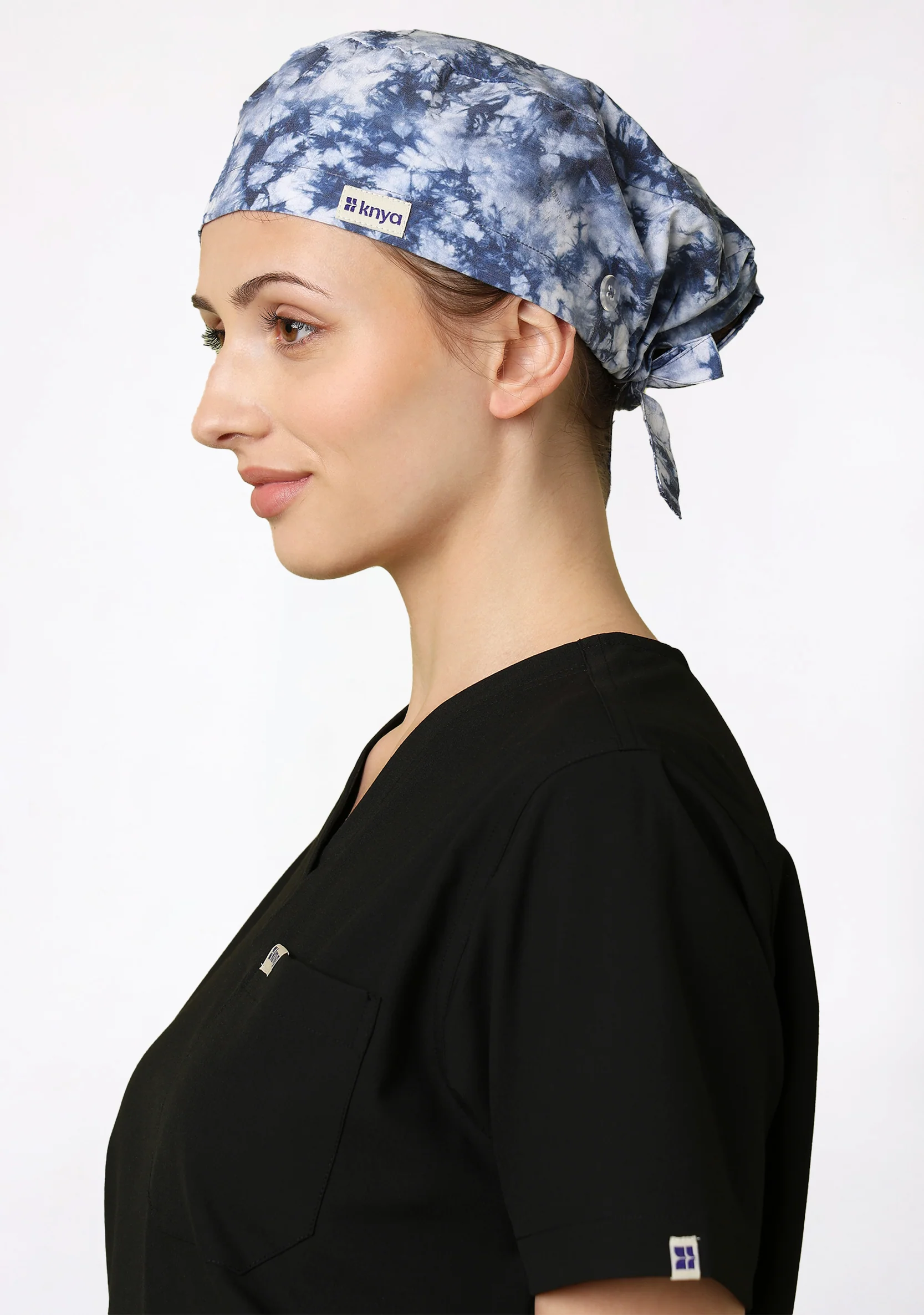 Printed Unisex (Tie & Dye Blue) Scrub Cap - Image 2